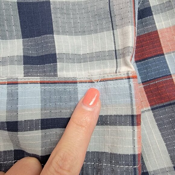 The North Face Long Sleeve Buttonwood Plaid Shirt Mens Size Large Blue Orange - Picture 7 of 14